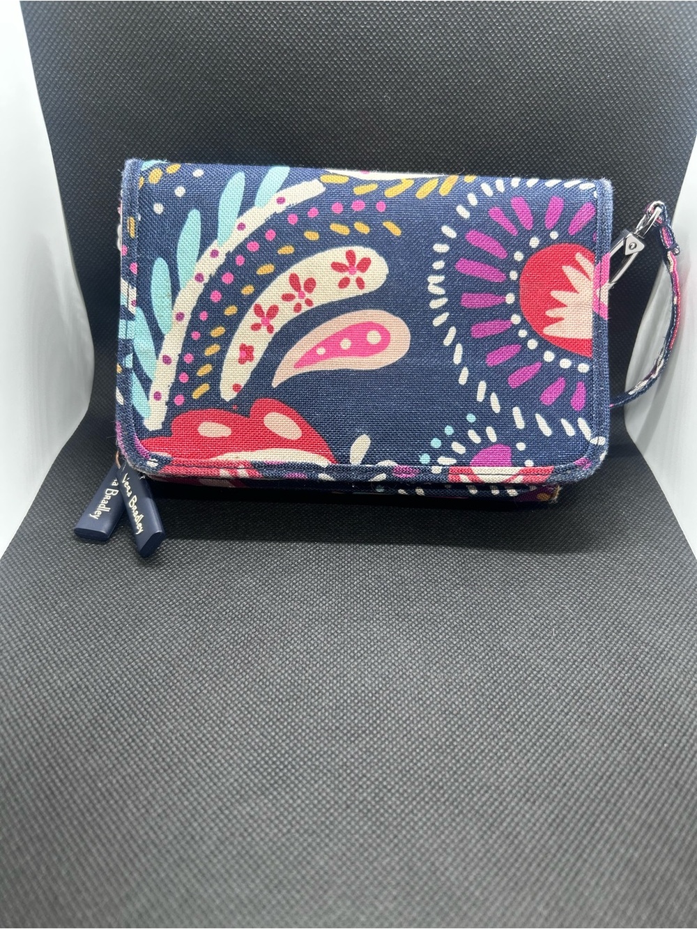 Vera Bradley Navy Floral Paisley Wristlet Wallet
